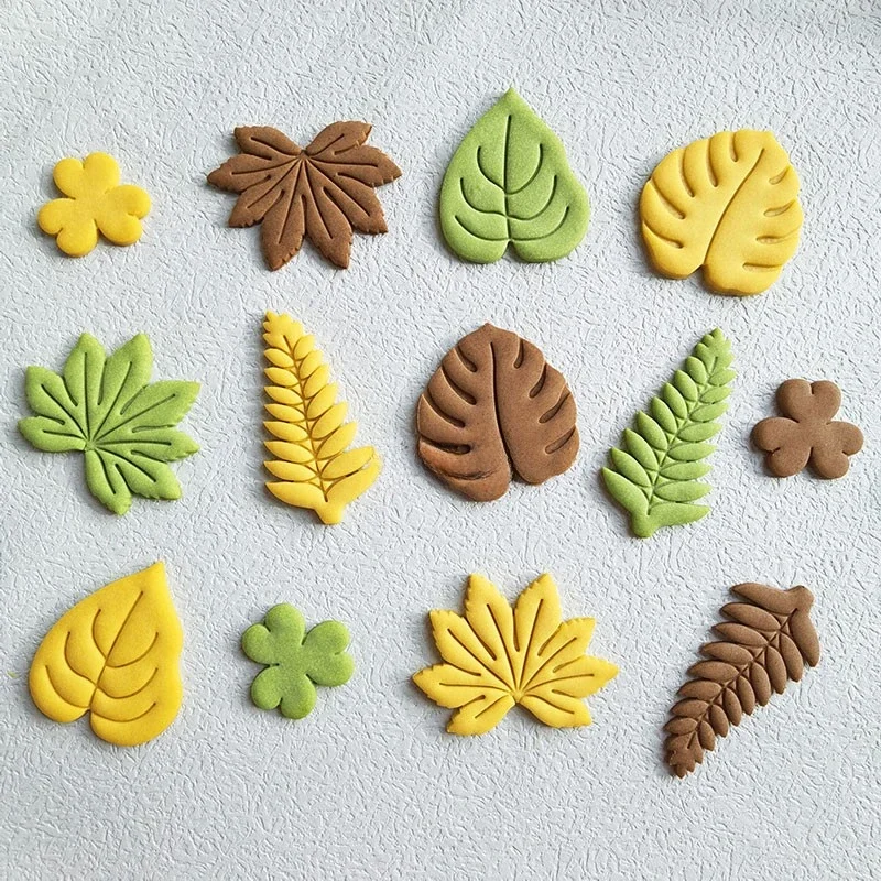 Clover Pattern Biscuit Embosser Mould Agave Ivy Turtle Leaf Shaped Cookie Cutters Fondant Cake Decorating Tools Leaf Baking Mold