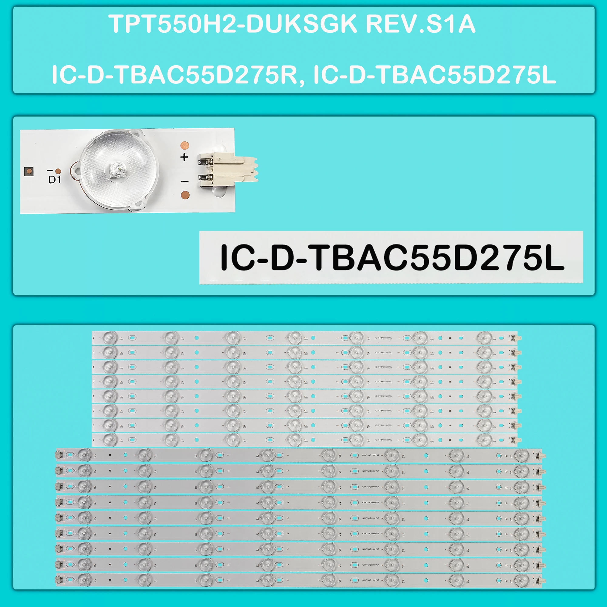 LED BackLight Strip For 55PFS7109/12 55PFK7109/12 55PFS7109 55PFS7109/60 55PFT6569/60 TPT550H2-DUKSGK IC-D-TBAC55D275R