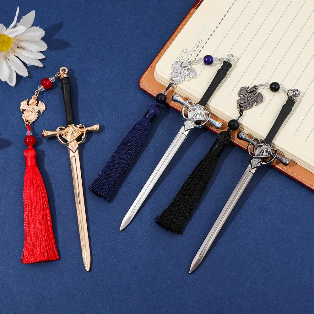

Меч дракона с четвертым крылом, металлическая закладка с кисточками, фантазийные аксессуары для книг для любителей книг, готические подарки для мужчин, школьные принадлежности