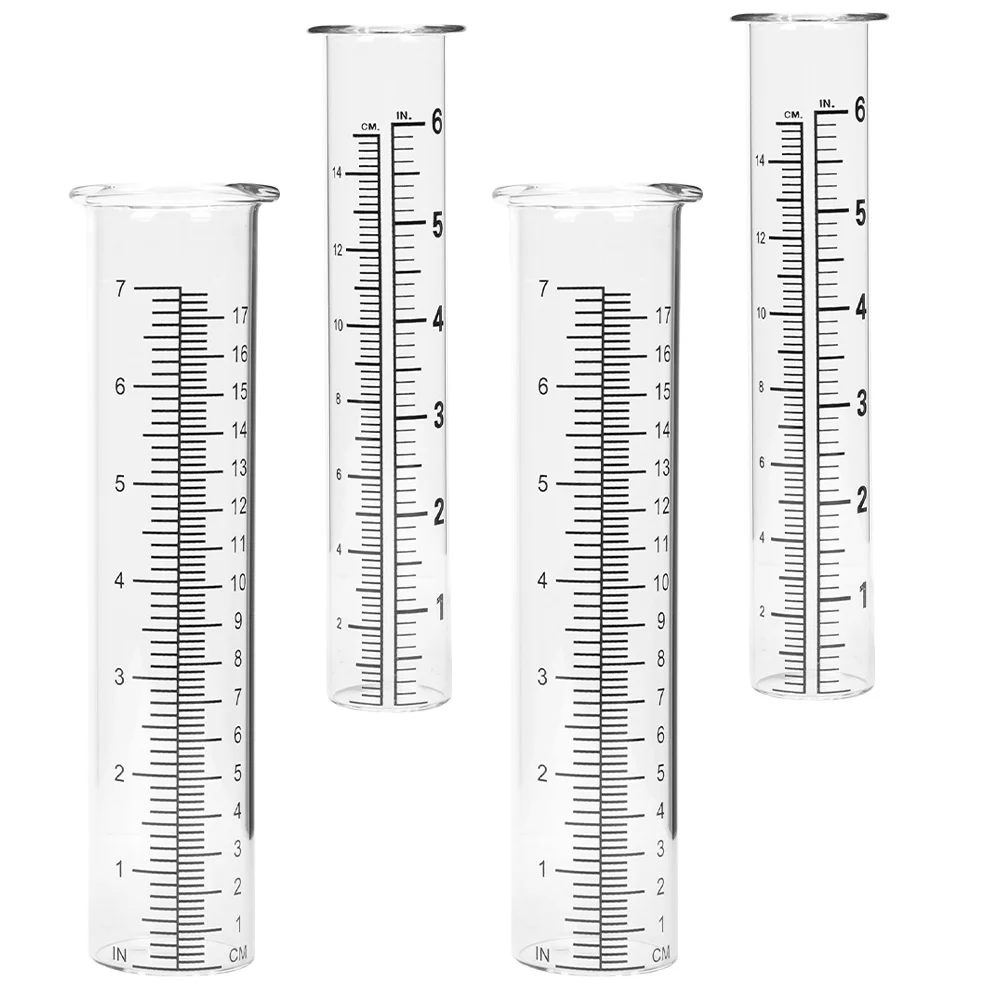 4 قطعة أنابيب زجاجية لقياس المطر أسطوانة قياس المطر الدقيقة لحديقة ساحة أداة قياس الأمطار في الهواء الطلق