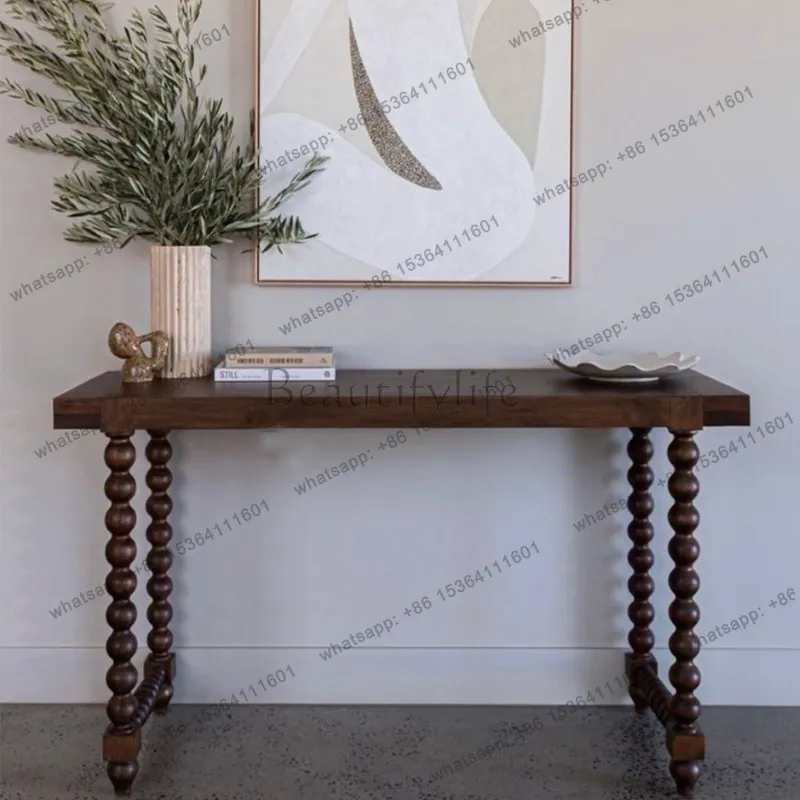 

Medieval solid wood entrance table simple home carving decoration table