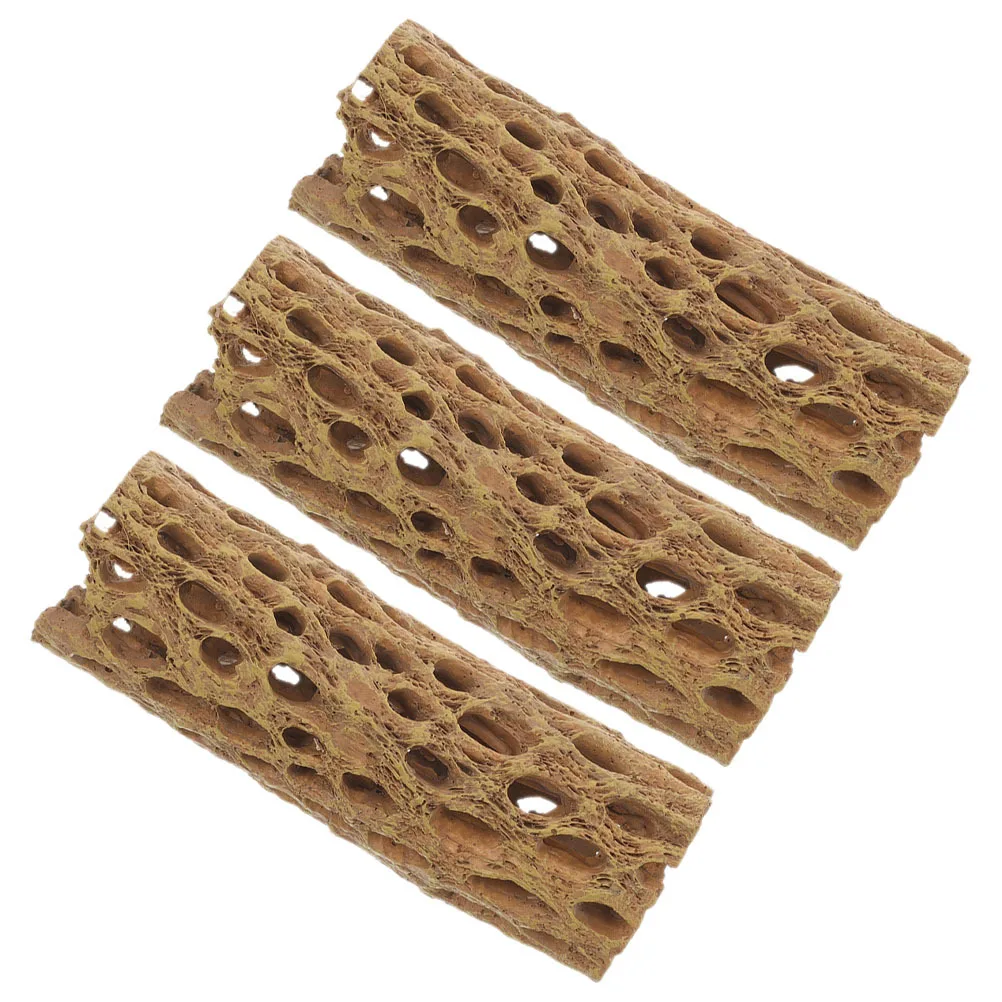 

3pcs Shrimp Cave Aquarium Decor Wood-Like Resin Hideout For Fish Shrimp Breeding Tank Shelter Play Spot Lightweight Ornament