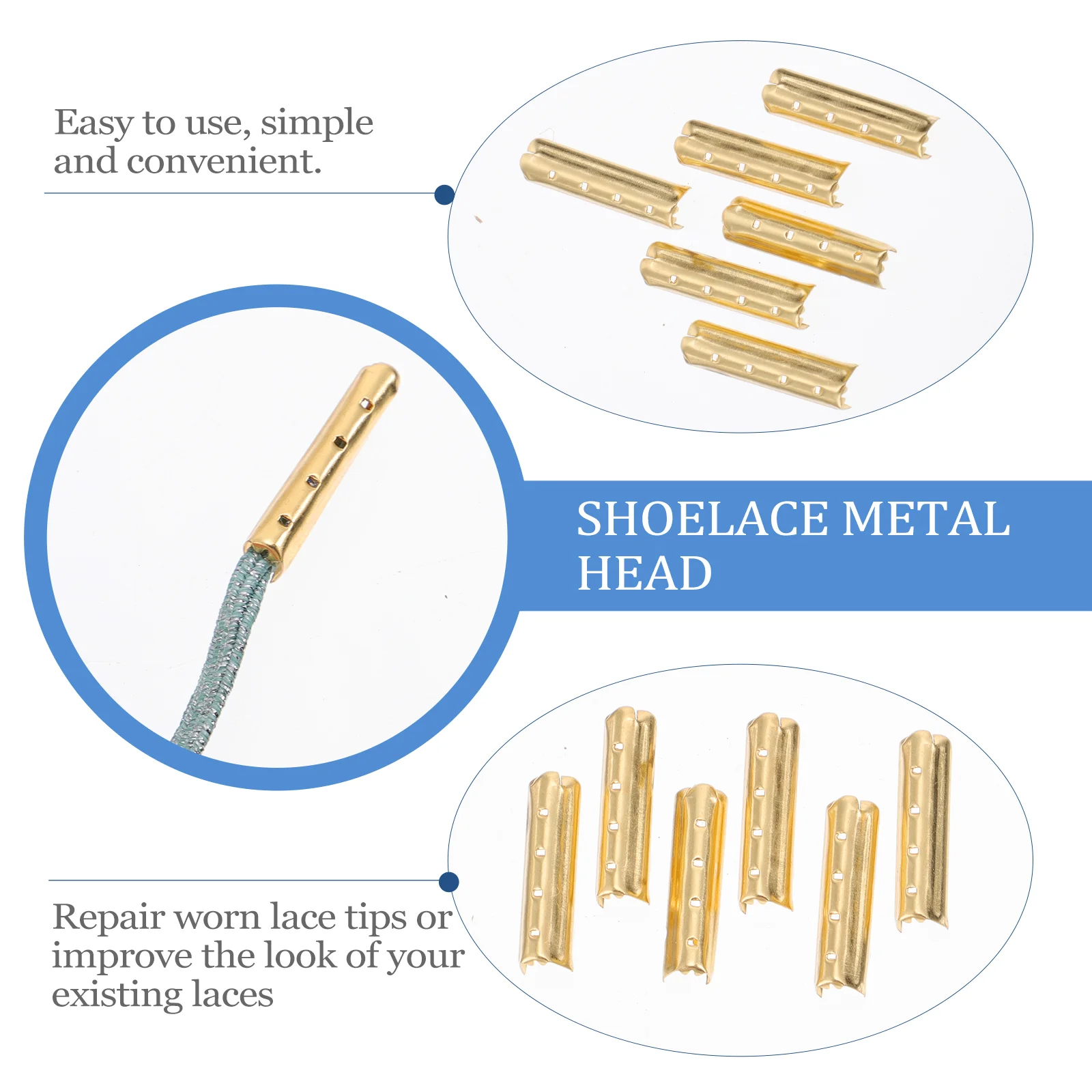 Cabezal de cordón de zapatos, accesorios de punta de 4 agujeros, extremo de Metal, extremos lisos, puntas de reparación de repuesto, suministros, cordones elásticos DIY