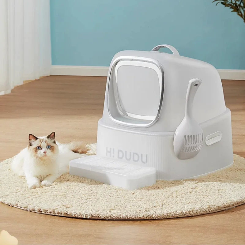 

Increase Space Cat Litter Box Closed Odor Isolation Toilet for Cat Dual Pedal Cats' Sandbox Stable and Durable Cats Toilet