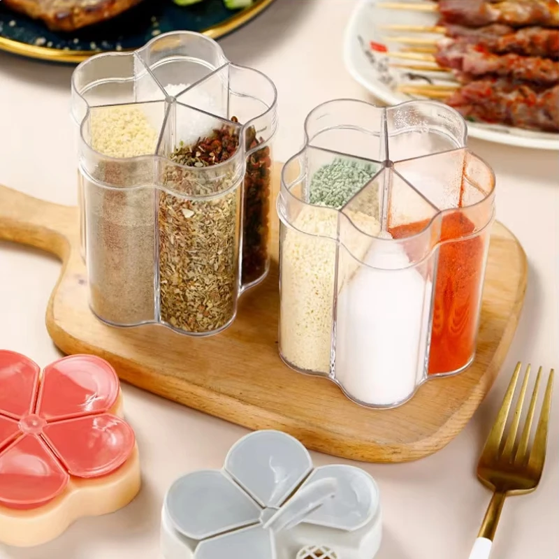 

Camping Seasoning Container 5 In 1 Plastic Jar Portable Spice Organizer Outdoor Kitchen Storage Travel Bottle Compact Set
