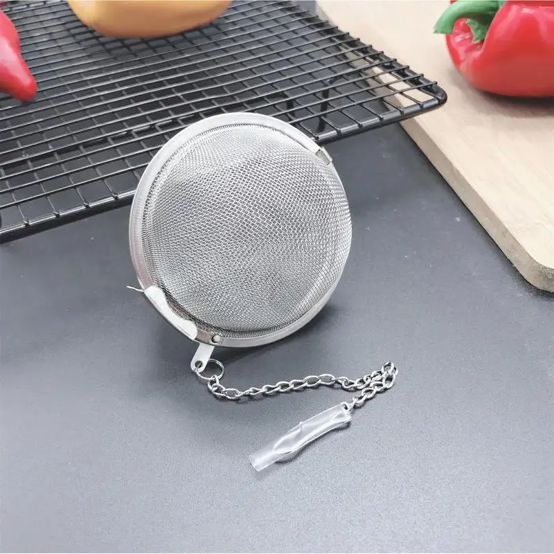 Stainless Steel Mesh Strainer With Chain SpiceTea Ball Infuser Tea Leak Home Soup Pot Sauces Marinade Seasoning Filter Ball