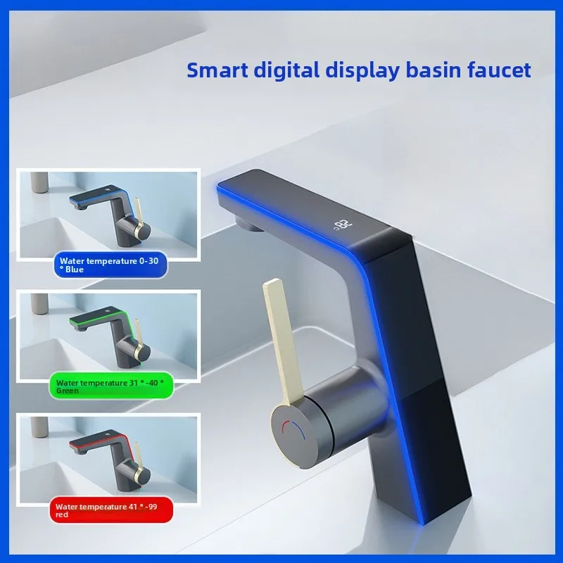 Intelligent Digital Display Water Temperature Icicle Water Cooling Tropical Ambient Light Basin Faucet Toilet