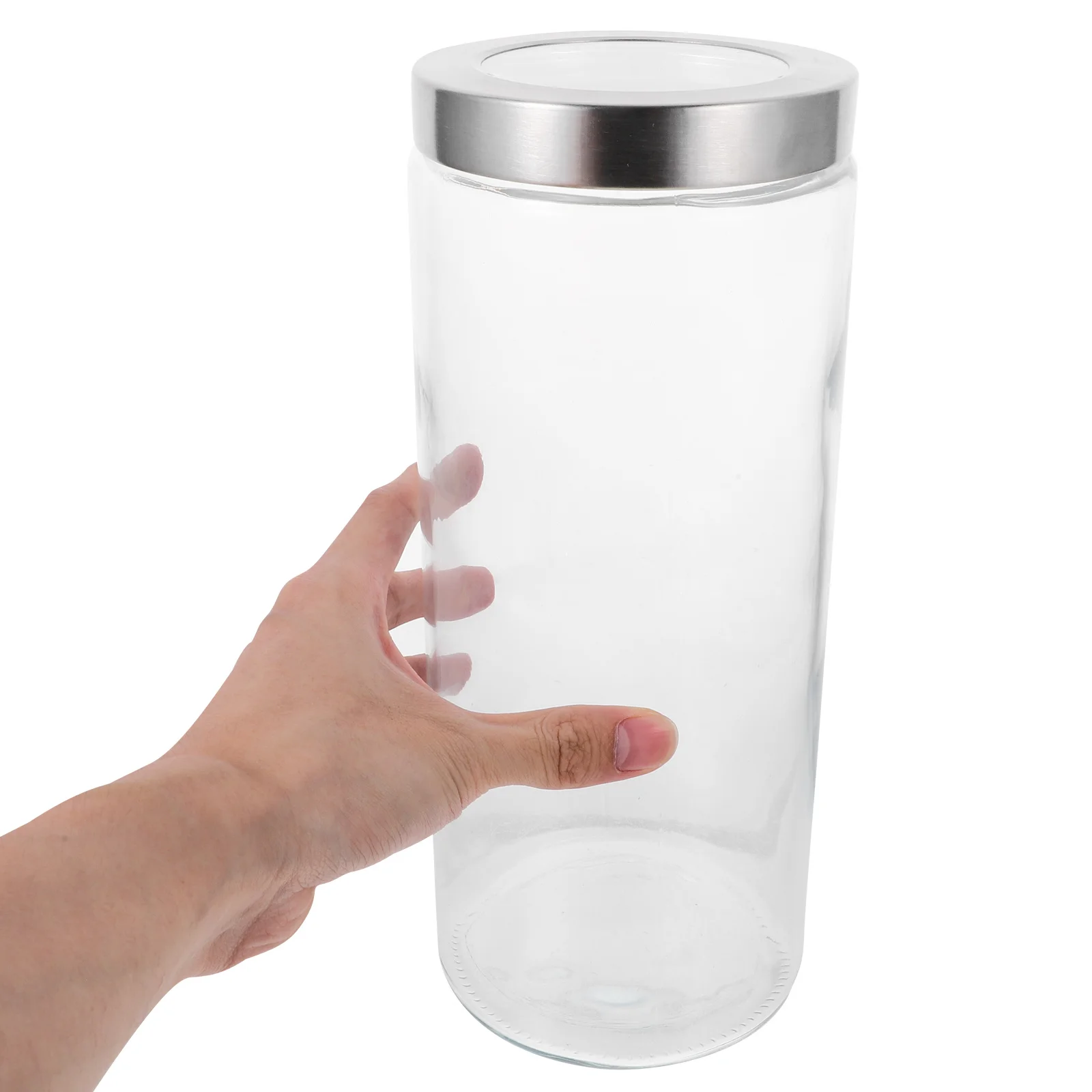 

1Pcs Glass Grain Storage Containers with Seal Lid for Whole Grains Oatmeal Snack Nut Clear View and Fresh Keeping