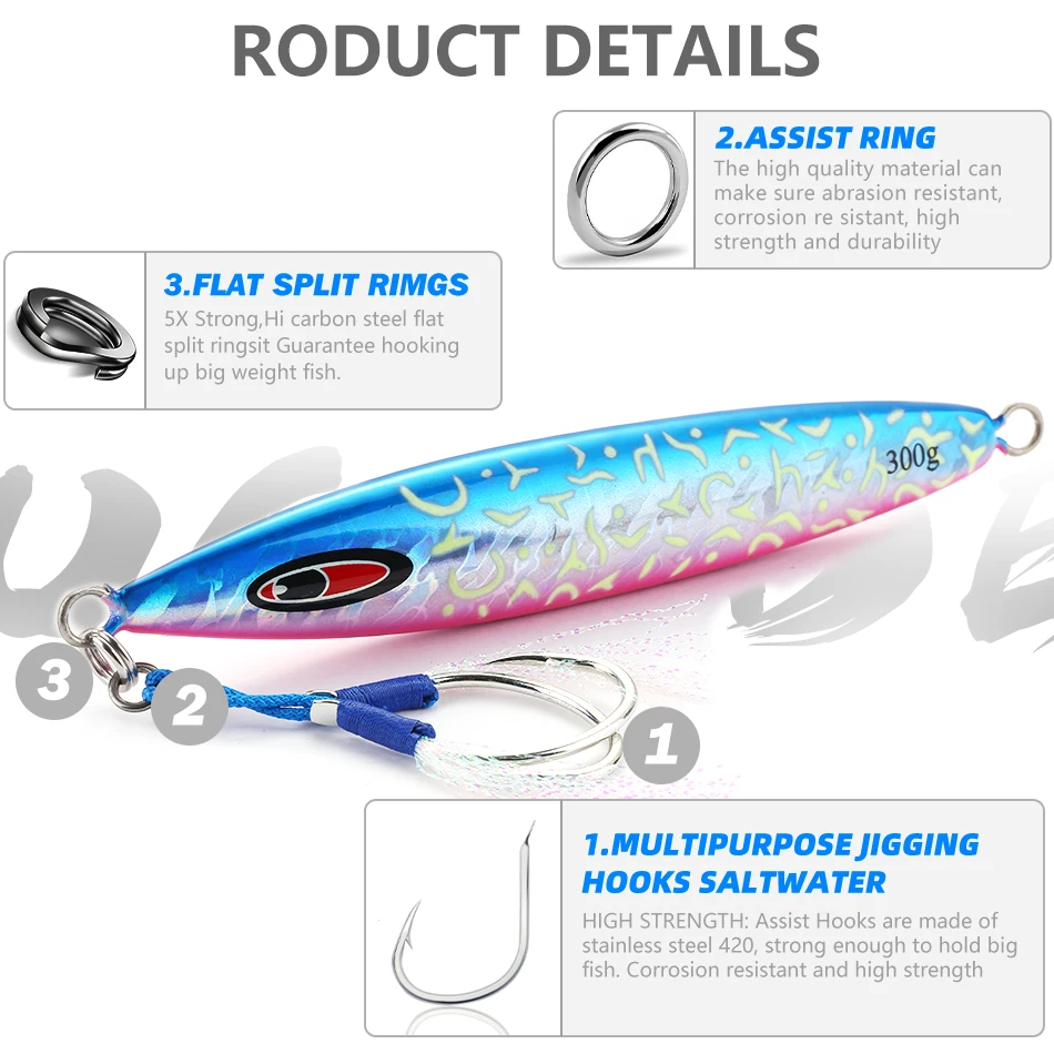 Mookzz Metal Jig – Jigging lento en mar, cebo artificial biónico - imagen 3