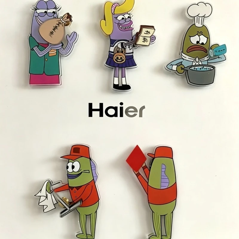 5 unidades de imanes acrílicos giratorios de Bob Esponja, adhesivos magnéticos con diseños de anime para decorar el refrigerador, el hogar o la cocina.