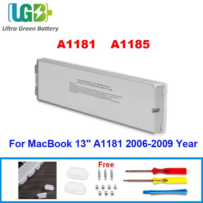 

UGB New A1185 Laptop Battery For Apple MacBook 13" A1181 2006-2009 Year MA566FE/A MB881LL/A MB402 MB403 10.8V