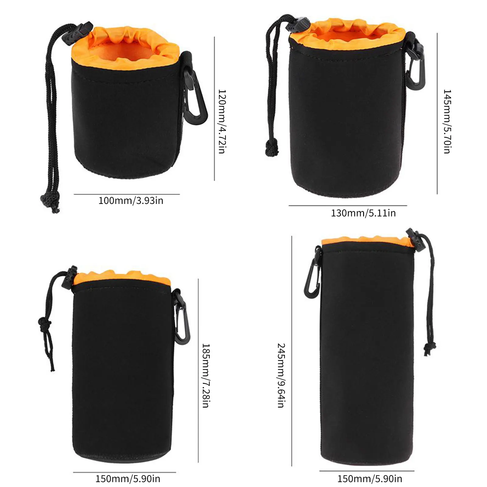 1/2Pcs Camera Lens Bag Photography Lens Pouch Neoprene Waterproof Backpack Drawstring Protector Case for Most Digital SLR Camera