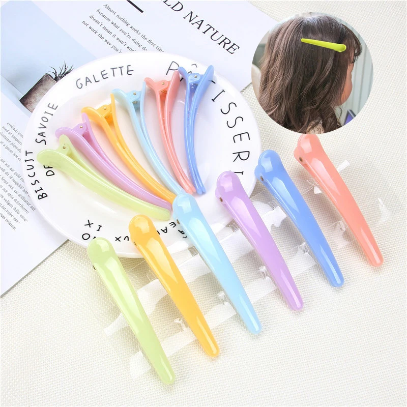 10Pcs Candy Colors Duckbill Clip Plastic Hair Clamps Professional Salon Hairpins DIY Hair Styling Practical Hair Care Tools