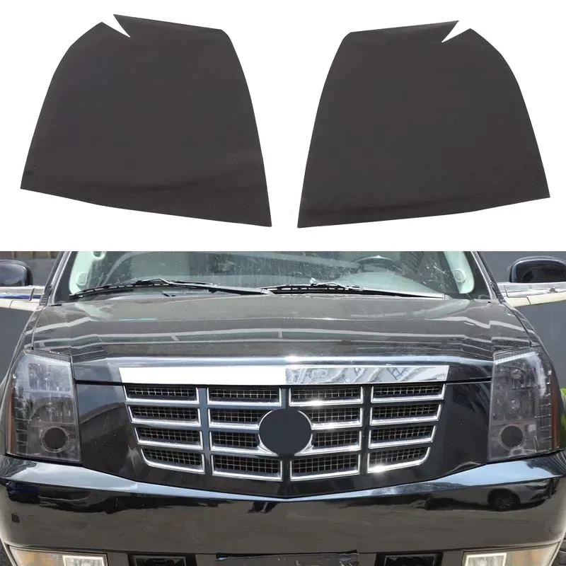 2Pcs TPU Black For Cadillac Escalade 2007-2014 Car styling headlight film sticker Car exterior decoration protection accessories