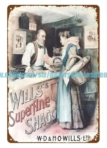 Wills Superfine Shagg Tobacco smoker Ireland Irish metal tin sign outdoor signs