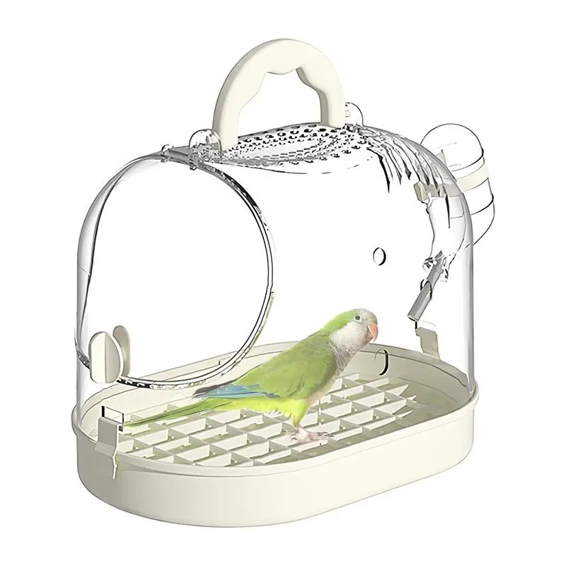 Transparent Hand-Held Cage Take-Out Parrot Carrier Breathable Parrot Cage With Escape-Proof Buckle For Home Offices Travel