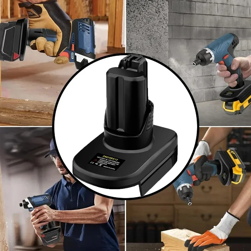 

DM20BS12 Converter Adapter for Milwaukee 18V for Dewalt 20V Li-Ion Batteries Compatible for Bosch 12V Battery Cordless Tools