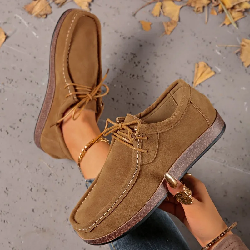 

Весна и осень 2025 г., модные лоферы в стиле ретро, повседневные женские одиночные лоферы на шнуровке