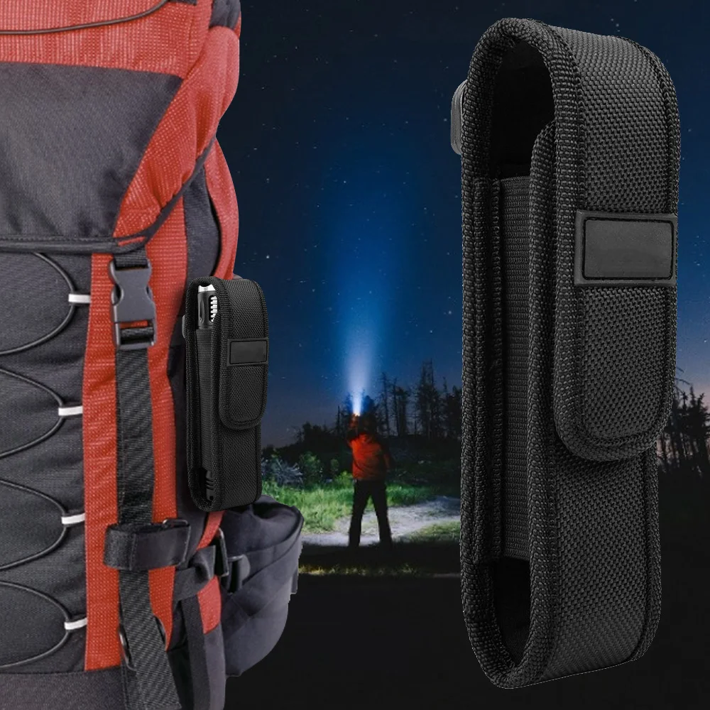 Bolsa táctica Molle para linterna, funda portátil para linterna LED al aire libre, funda de transporte para caza, Camping y senderismo