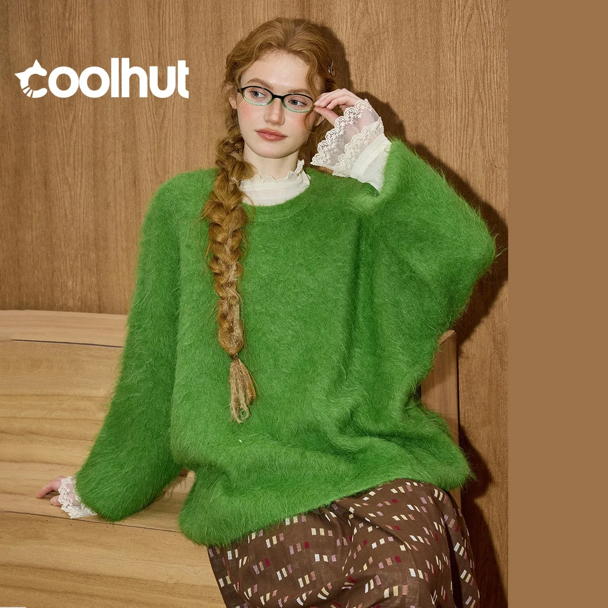 

COOLHUT зимний женский плюшевый свободный свитер, большой пуловер с круглым вырезом, уютный флисовый домашний костюм с заниженными плечами, вязаный топ