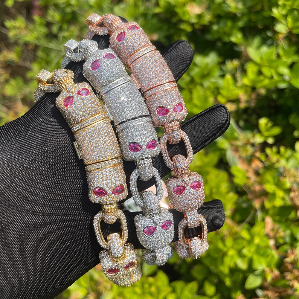 Icedminer Skull Cuabn Chain Iced Out Link Necklaces For Women Men Full Zircon Chain Choker Hip Hop Jewelry Free Shipping