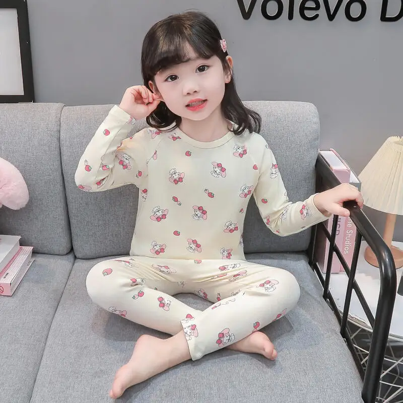 

Sanrio My Melody Children's Cartoon Warm Pajamas Set Kawaii Autumn Clothes and Autumn Pants for Girls In Spring and Autumn.