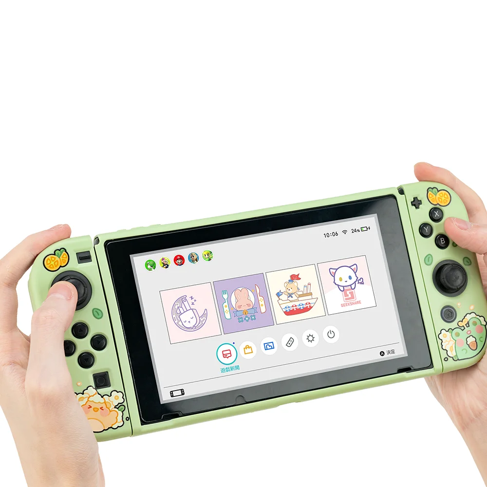 Protetora Soft Shell para Nintendo Switch Controller, Dockable Cover Case, Kawaii Sapo Bonito, Verde, Joy-Con Controller