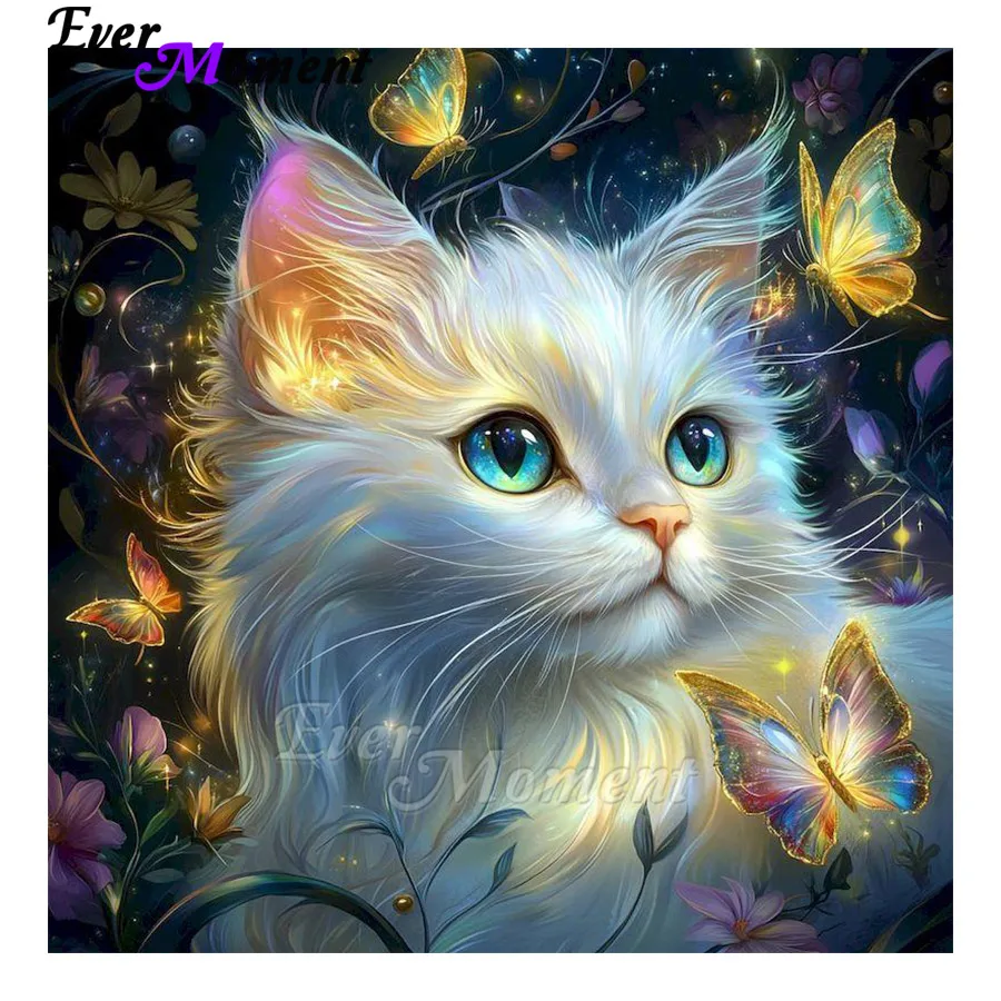 

Ever Moment Diamond Mosaic Cat Painting Animal Diamond Painting 5D DIY Embroidery Art Kit Mosaic Set ASF3127