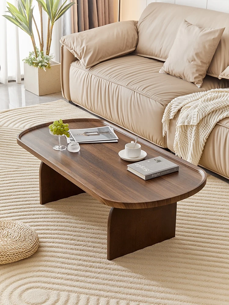 

Light luxury small apartment coffee table simple long oval household living room coffee table office guest tea table