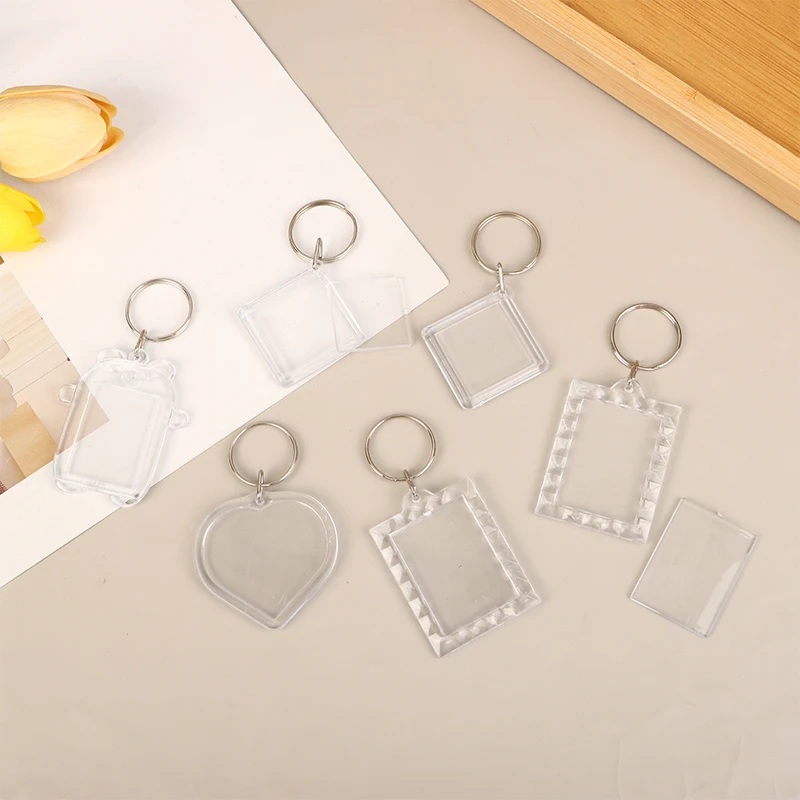 جديد 5 قطعة واضح الدب الاكريليك إطار صور فارغ المفاتيح إدراج إطار الصورة الصورة مفتاح حامل DIY إطار الصورة كيرينغ حقيبة