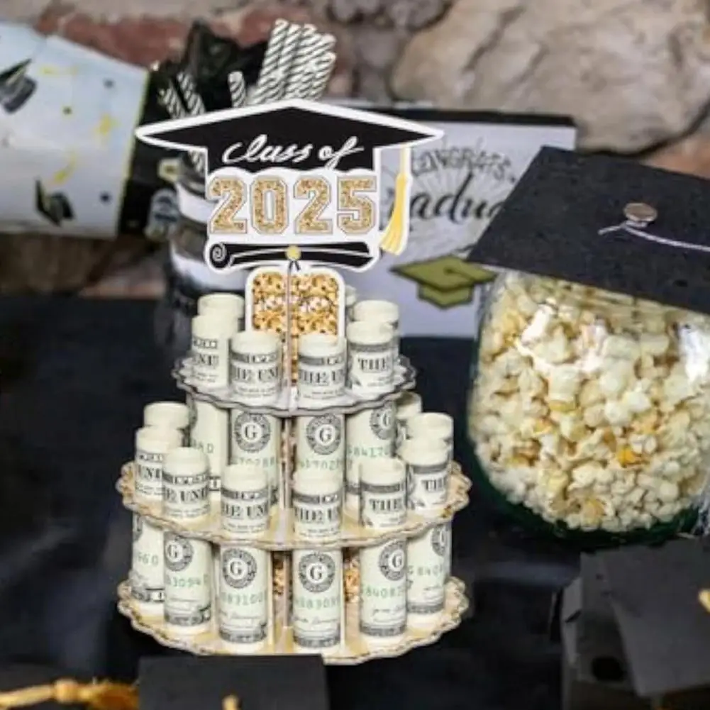 رف أموال Gra فئة 2025 حامل أموال التخرج برج طبقات مزدوجة رف تخزين النقود لسطح المكتب للخريجين لـ Grad #1