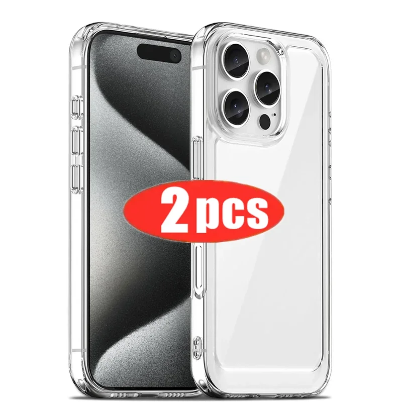 2 Stück ultradünne, klare, stoßfeste, weiche Handyhülle für iPhone 16 15 14 13 12 11 Pro Max Plus
