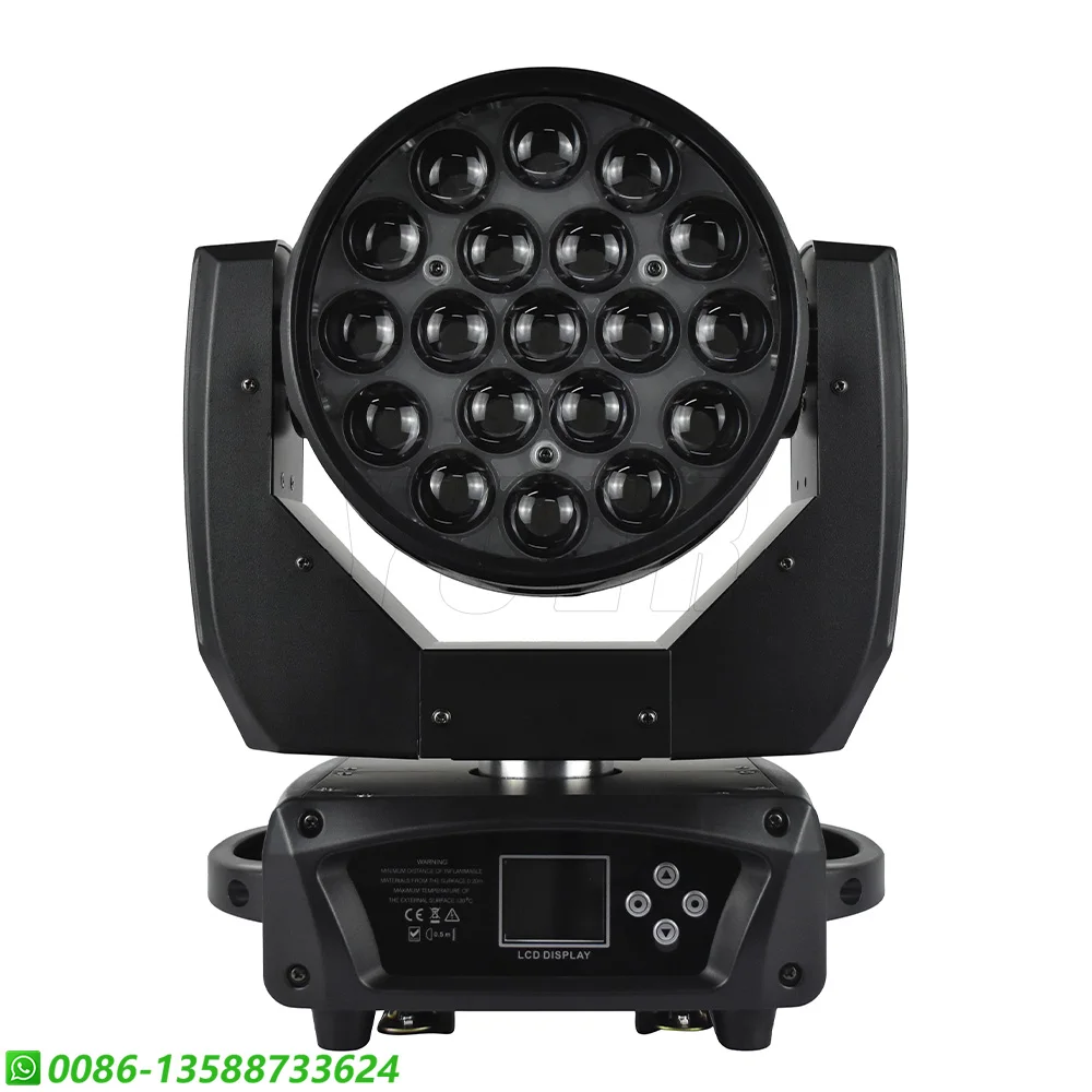 YUER 4PCS Beam Wash 19x15W RGBW Zoom Moving Head Lighting for Disco KTV Party Free Fast Shipping