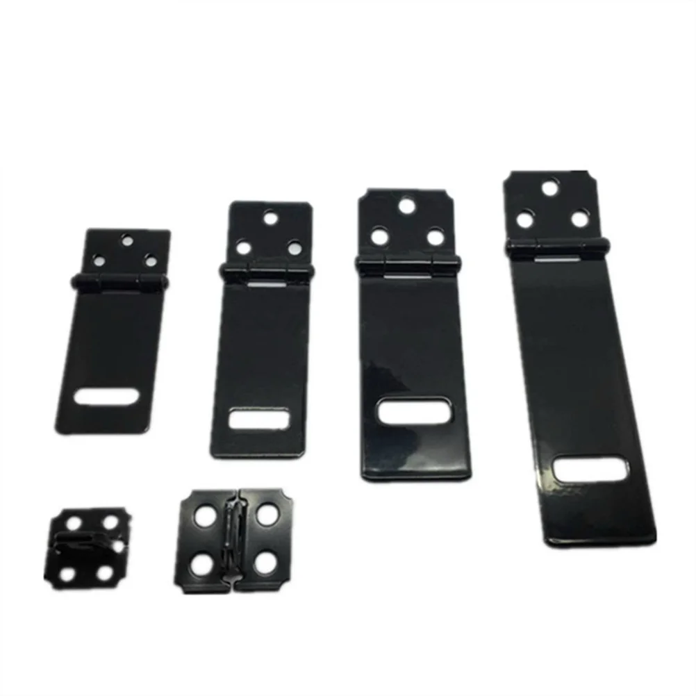 5Pc 5 Inches Padlock Hasp Door Clasp Hasp Lock Latch Iron Lock for Fastening Gate Cabinet Door (Black)