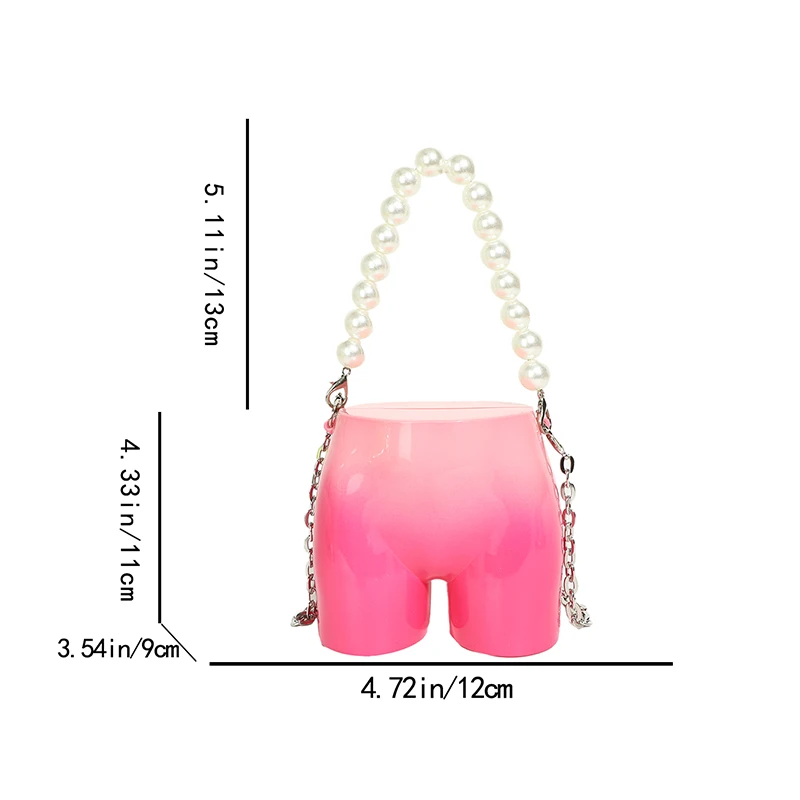 Chain Cross Body Pouch Niche Design Butt Shape Evening Clutch Purse Luxury For Women Golden Acrylic Dinner Party Funny Bag