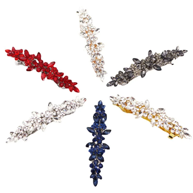 Trendy Hair Clips for Bridal Headpiece Alloy Rhinestone Red Party Wedding Head Clip Ornaments Accessories Bride Jewelry Tiaras