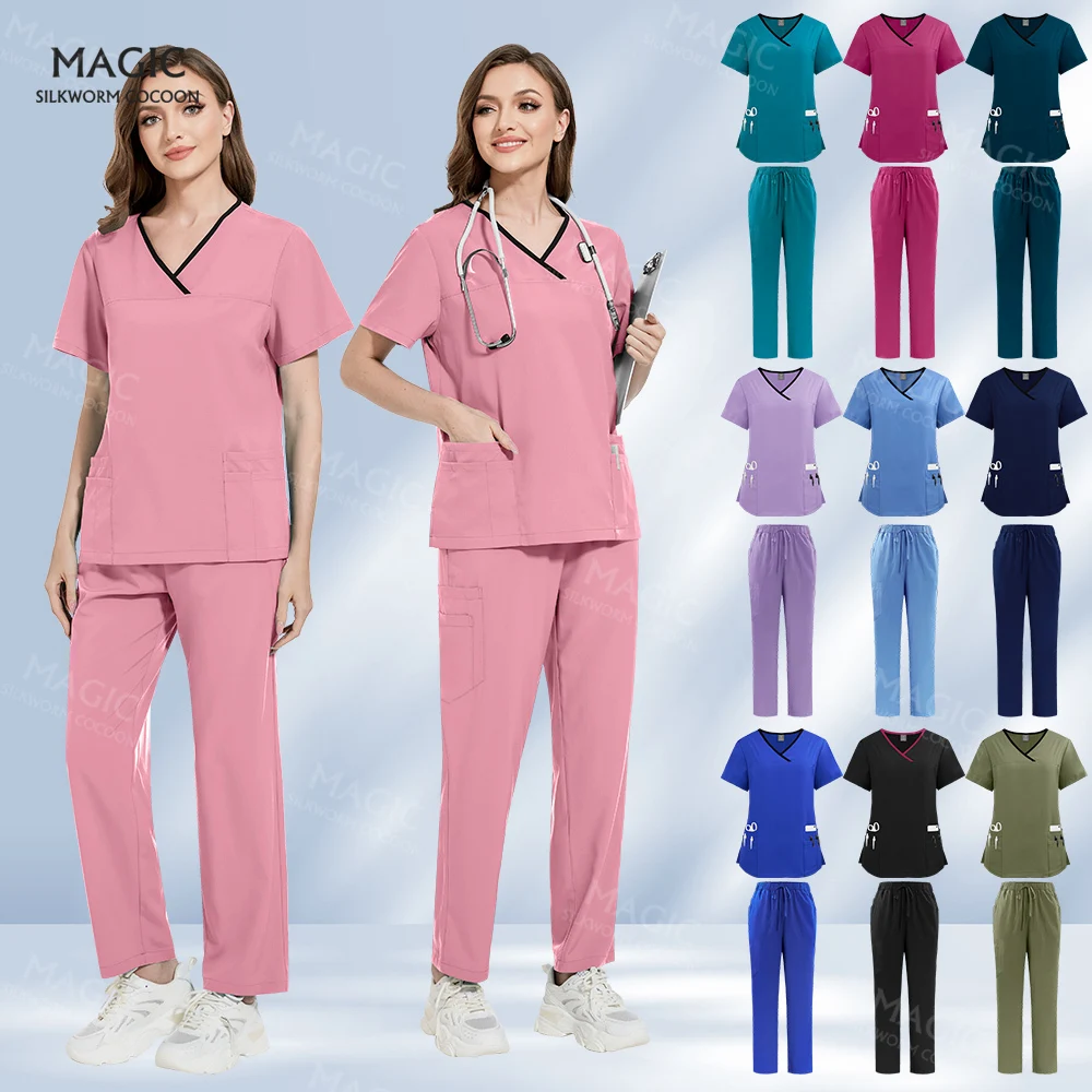 Stretch Women‘s Nursing Uniforms Pet Veterinary Medical Scrubs Workwear Healthcare Clothing Breathable Enfermeria Nurse Uniforms