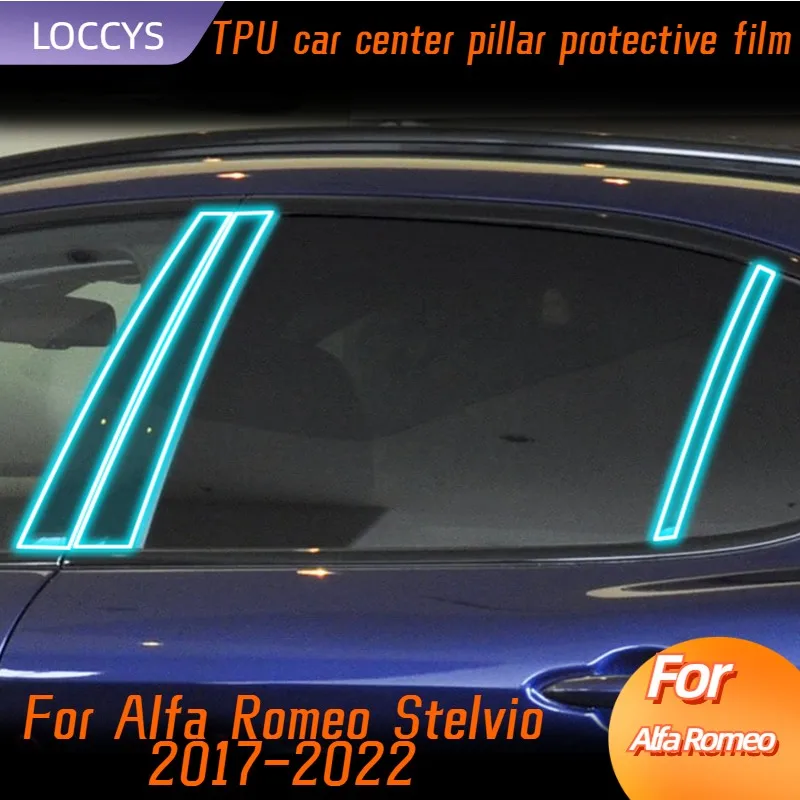 

For Alfa Romeo Stelvio 2017-2022 TPU Window Center Pillar Protective Film Anti-scratch Cover Car Protector Exterior Accessories
