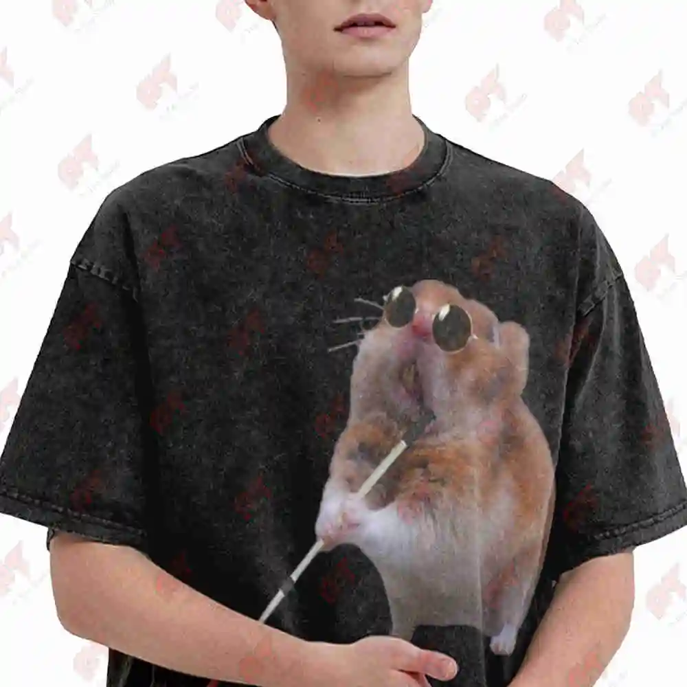 Blind Hamster Meme Dank Vintage Washed Tee Pure Cotton T-Shirt