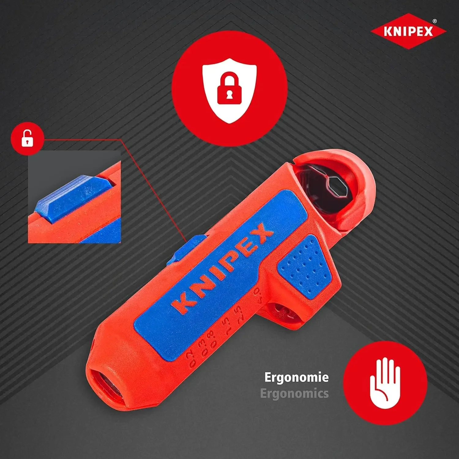 KNIPEX ErgoStrip universal stripping tool for right-handed users, 135 mm - 16 95 01 SB view 4