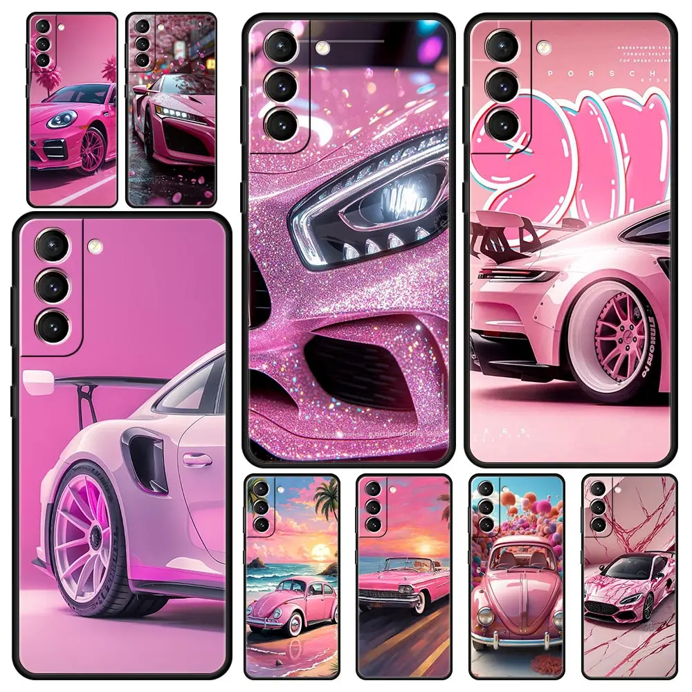 Fashion Pink Car Pattern Phone Case for Samsung Galaxy S26 S25 S24 S23 S22 S20 S21 FE Ultra S25 Edge Plus 5G Soft TPU Cover Bags