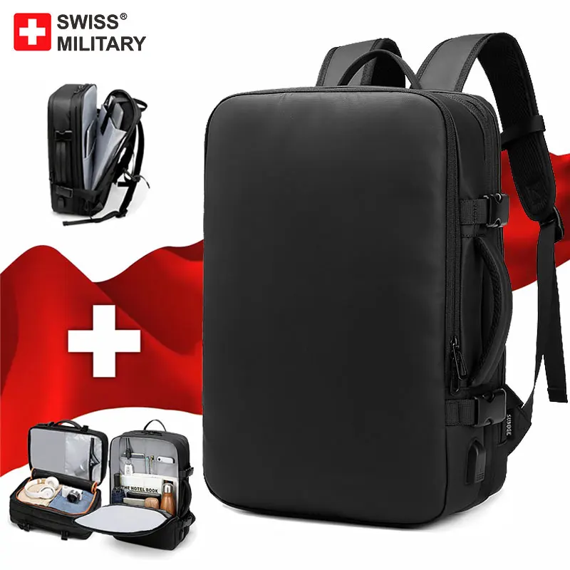 

SWISS MILITARY Simple Large Capacity Male Bag Fashion Travel Usb Charging Waterproof 15.6 inch Laptop Backpack Men Mochila