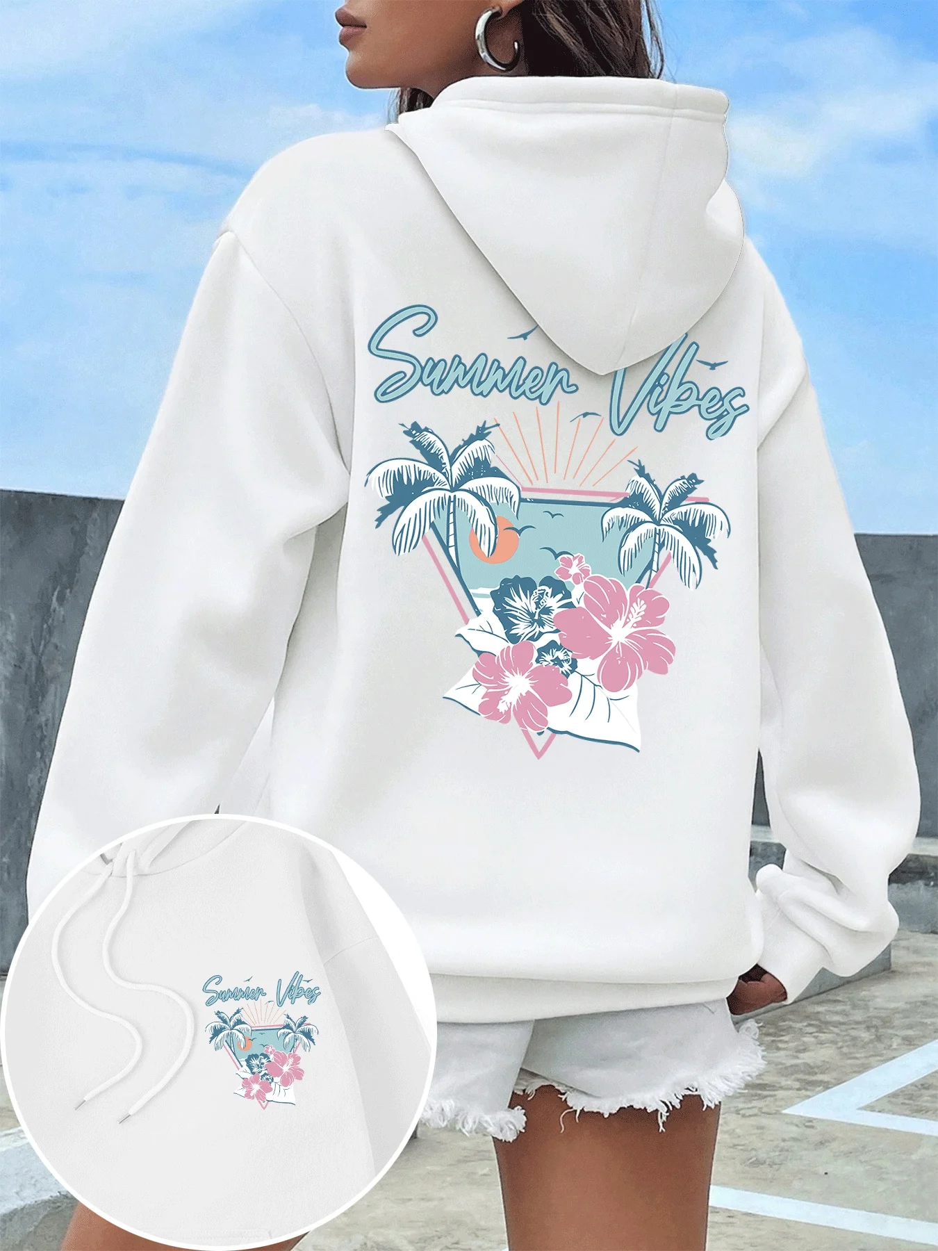 

Летние вибрации, Гавайи, пляжные принты, женские толстовки, флисовая мягкая толстовка, модная спортивная одежда в стиле хип-хоп, повседневные универсальные пуловеры унисекс