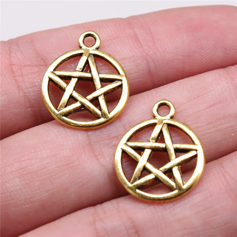 20 sztuk Charms gwiazda Pentagram 19x16mm tybetański brąz srebrny złoty kolor wisiorki antyczne tworzenie biżuterii DIY Handmade Craft wisiorek