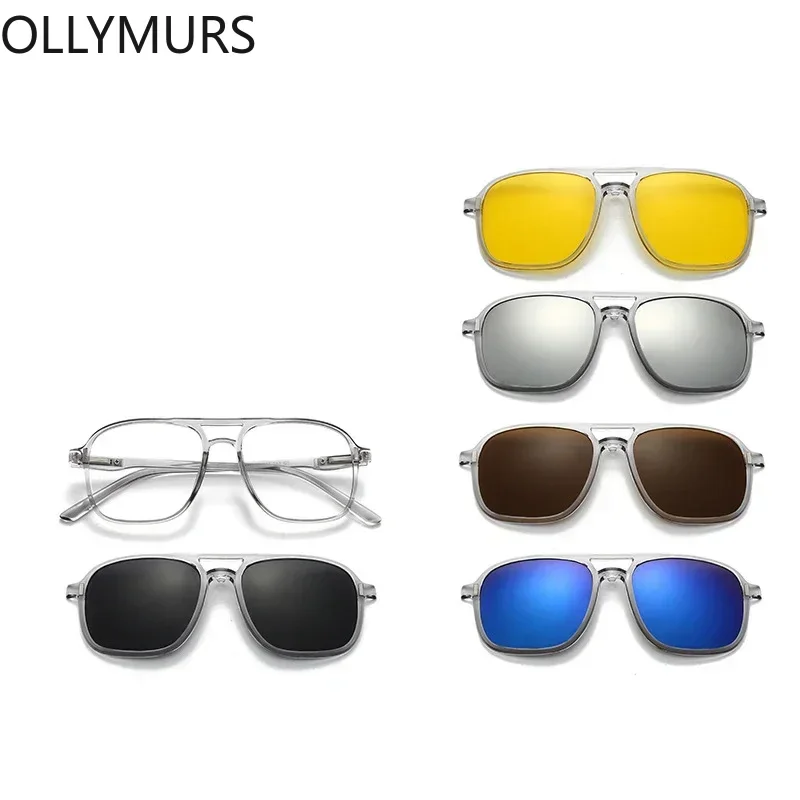 

Очки Ollymurs GrayOptical с магнитной оправой, накладные, с диоптриями, поляризационные солнцезащитные очки для мужчин и женщин, прозрачные