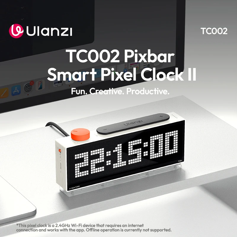 Ulanzi TC002 Pixbar Smart Digital Pixel Clock II Creative Function Weather Forecast Followers Synchronize for Studio Work Study