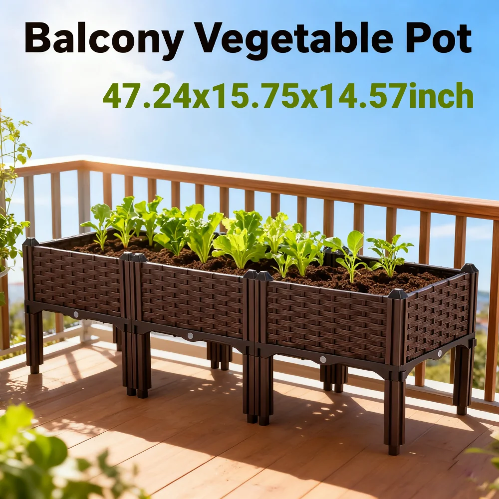 

Modern Sun Garden Raised Planter Box Elevated Planting Container for Patio Flower Fruit Vegetable Growing 7.24x15.75x14.57inch