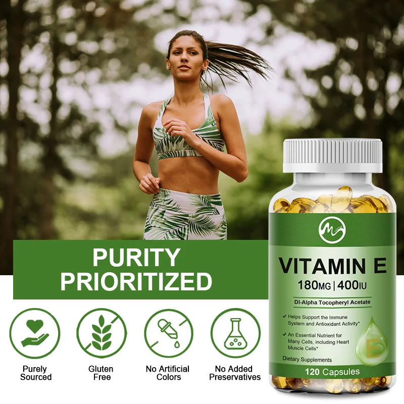 Minch Vitamin E Capsule Natural Antioxidant Support Brighten Skin and Healthy Skin Hair Nails Immune&Eye Health Skin Nutrition