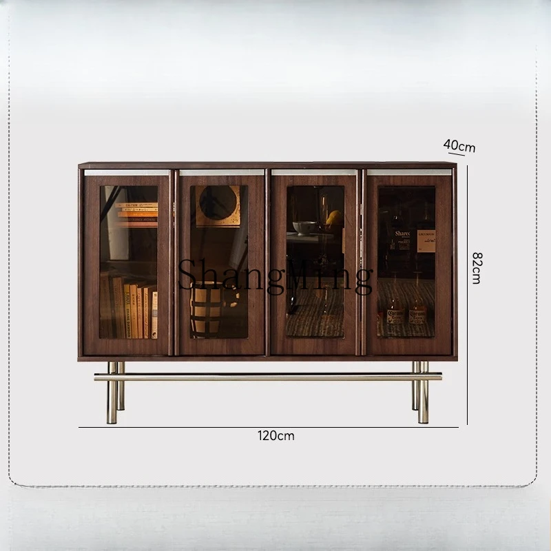 

DHY retro solid wood low cabinet small apartment storage dining side living room display cabinet medieval