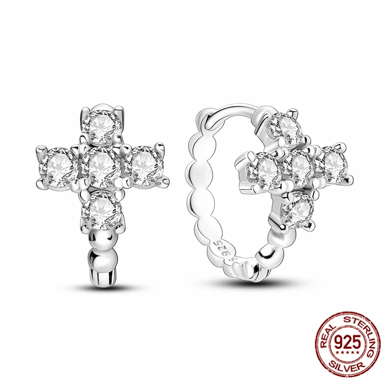

Original designer 925 Sterling Silver Elegant ewelry Fashion Cross-Shaped Earrings for Woman Wedding Party Gift